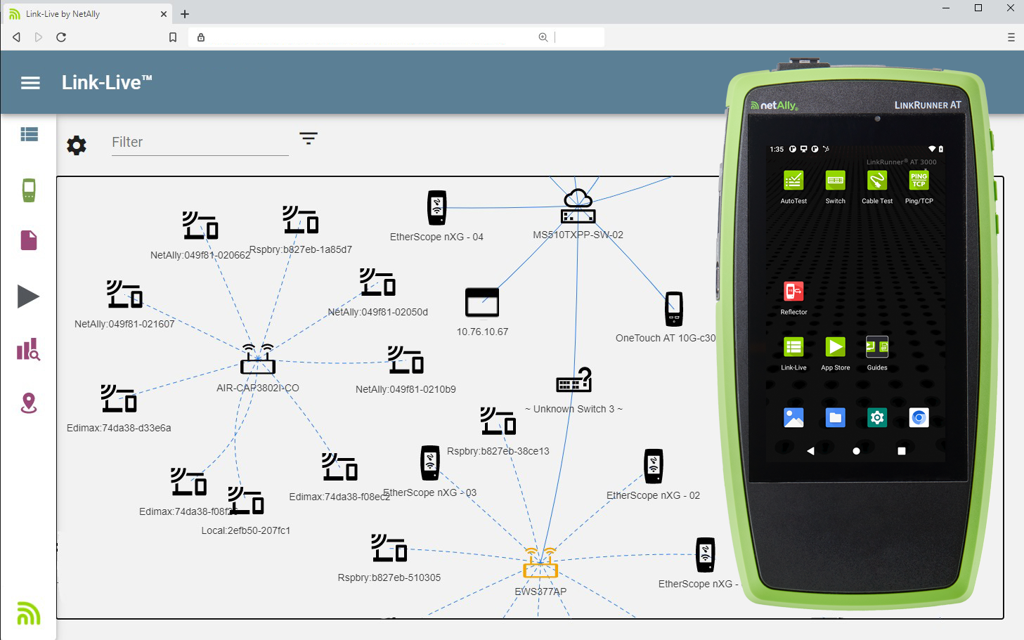 LinkRunner Network Topology Map